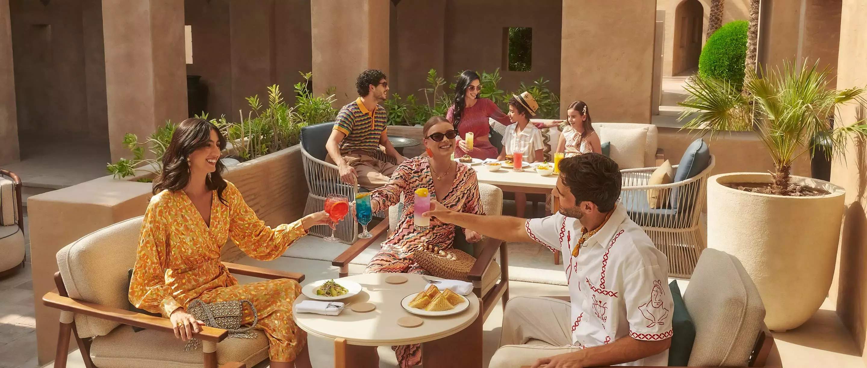 Friends enjoying a meal at Bab Al Shams