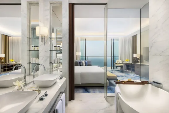 Sky Terrace Suite Balcony Bathroom Ocean View at Atlantis The Royal