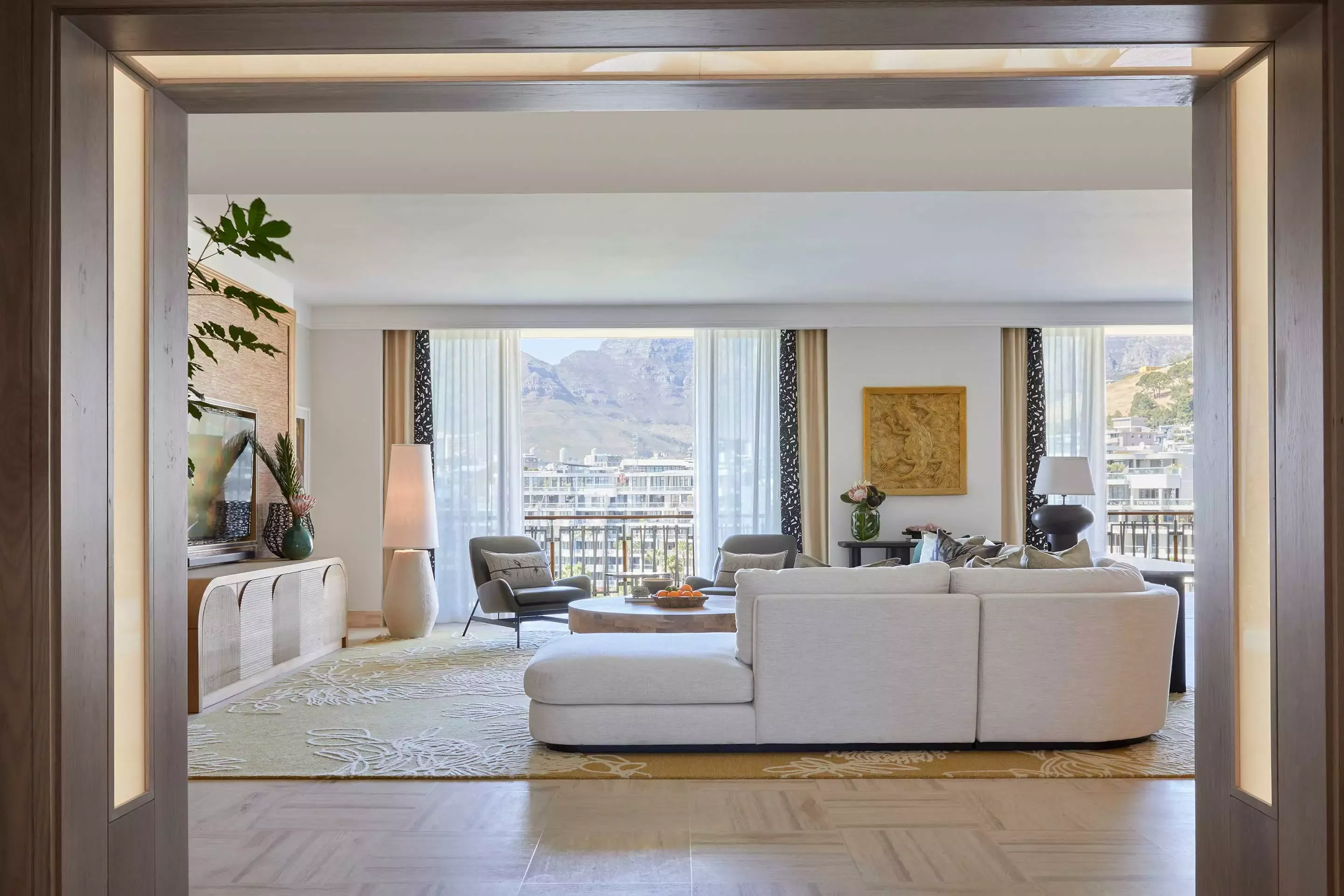 View of the living room at One&Only Cape Town