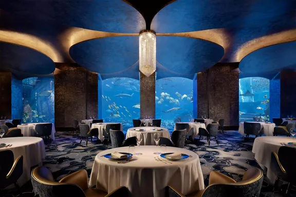 Seating Area with Aquarium at Ossiano Dubai