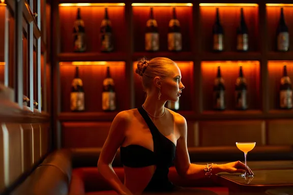 Girl with cocktail drinks in Prive at Nobu Dubai