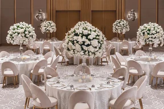 Wedding Floral Bouquet in the Banquet Hall in Atlantis the Royal