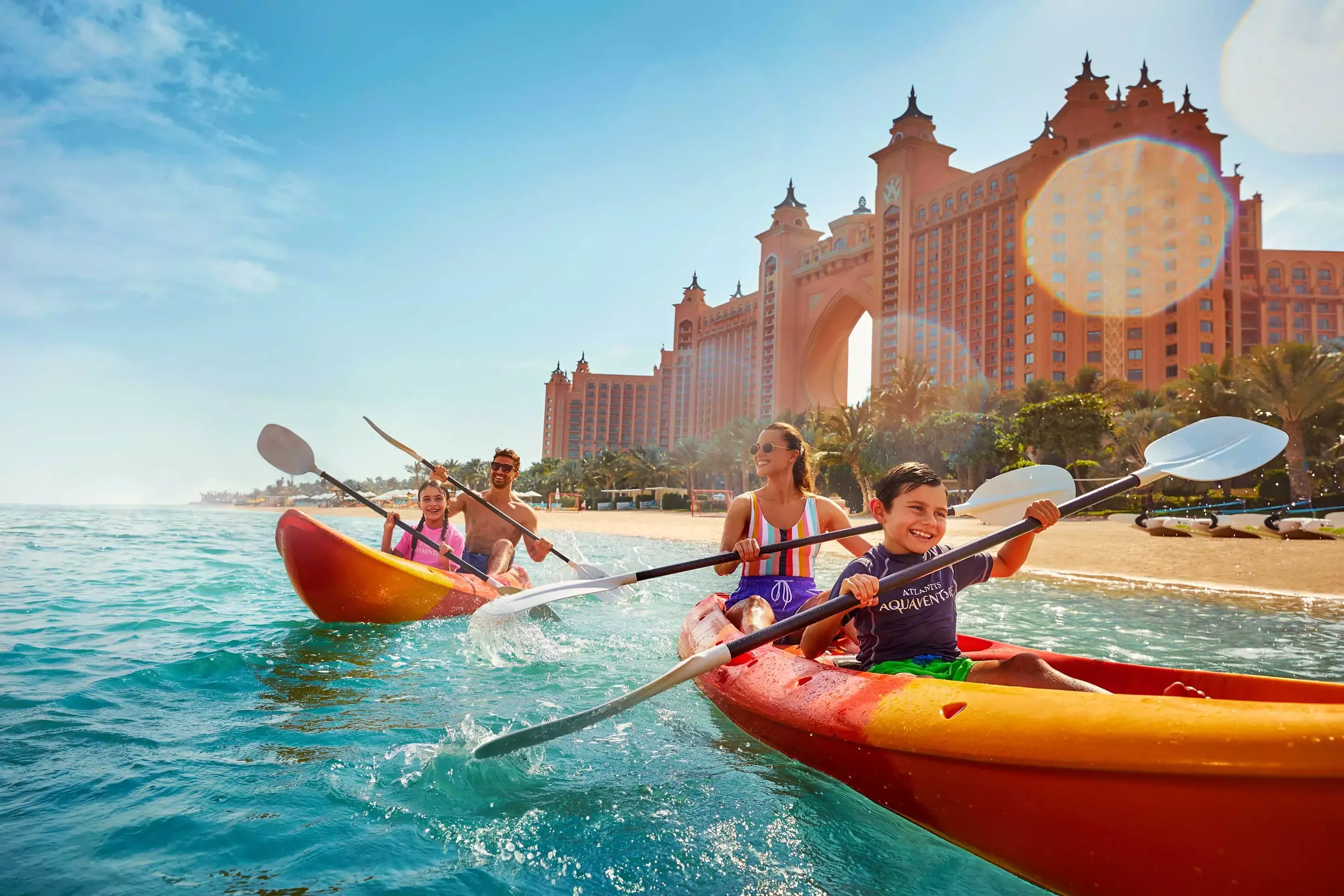 Family on Kayaks at Atlantis