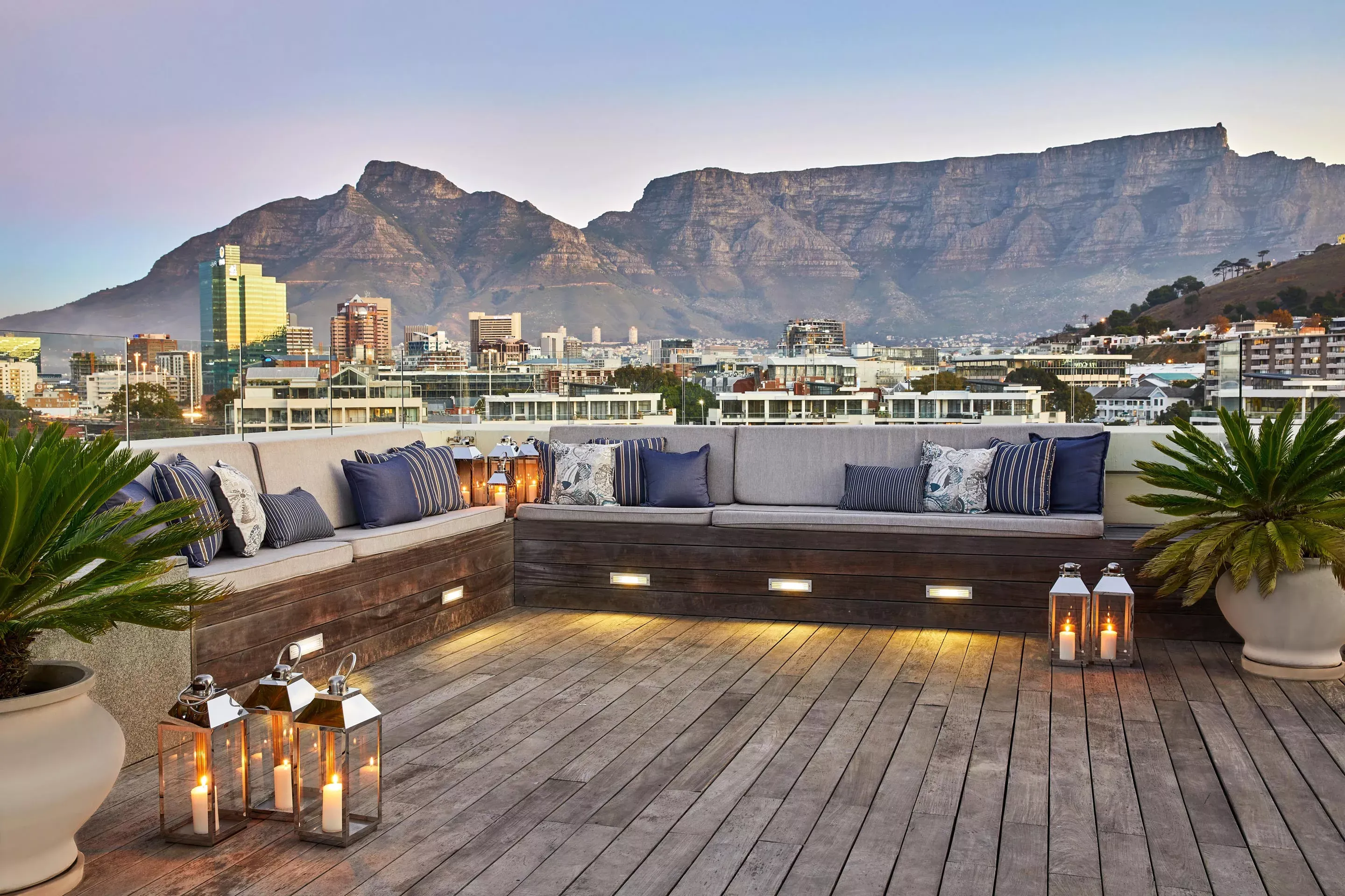 Outdoor seating space in a penthouse at One&Only Cape Town