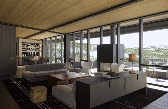 Big Sky Suite living room at One&Only Moonlight Basin