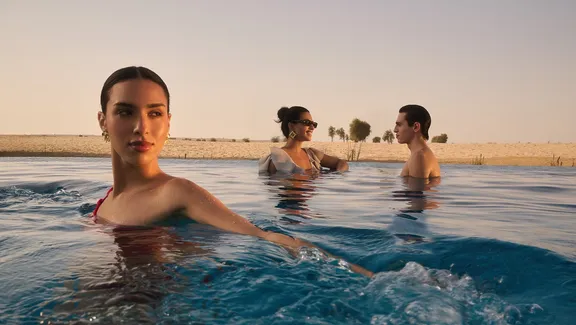 Friends at the pool at Bab Al Shams