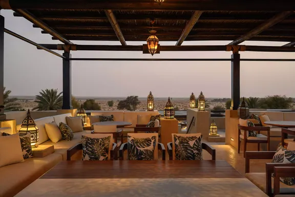 Interior View of Anwa, a rooftop lounge at Bab Al Shams