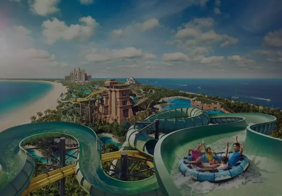 40% Tinted Aquaventure Waterpark Family Ride Overlooking Resort