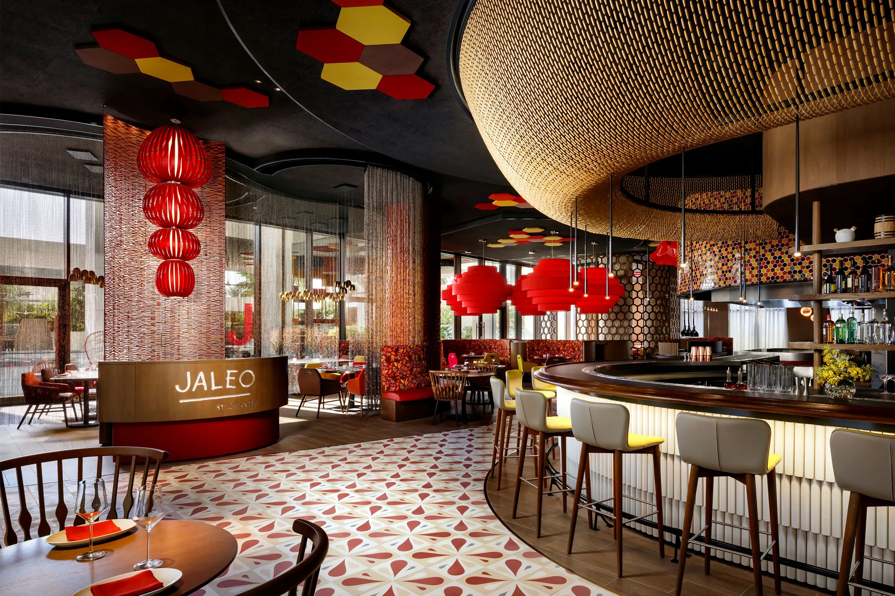 Jaleo Dubai by Jos? Andr?s indoor seating by the entrance in Atlantis The Royal