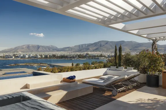 Private Homes Terrace with a Pool at One&Only Aesthesis