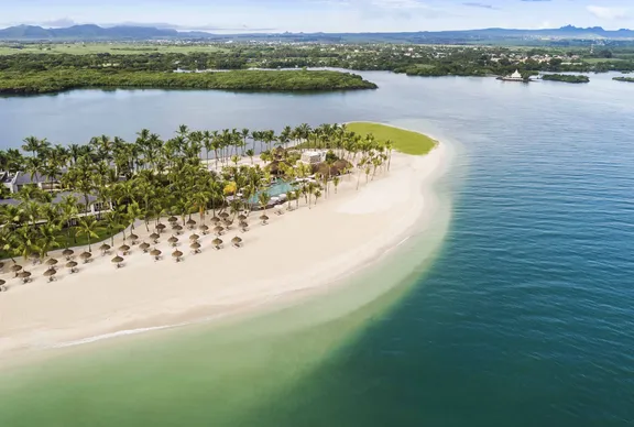 Aerial view of the beach at One&Only Le Saint Géran