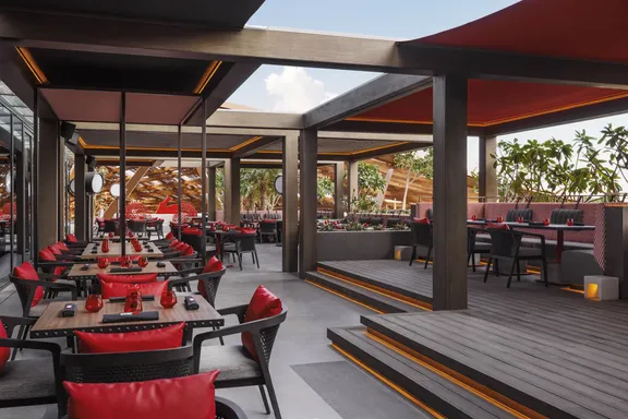 Exterior terrace at StreetXO at One&Only One Za'abeel