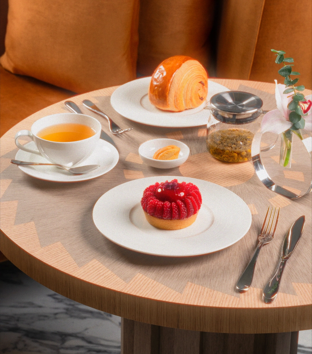 maison devoille table with tea treats