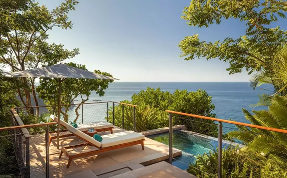 View of the ocean from the terrace of Premier Panoramic Ocean Cliff Villa at One&Only Mandarina