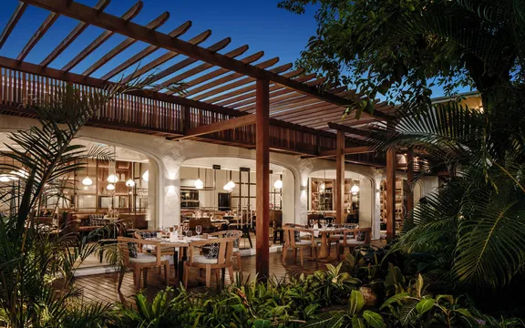 View of the outdoor terrace at Prime One&Only Le Saint Géran