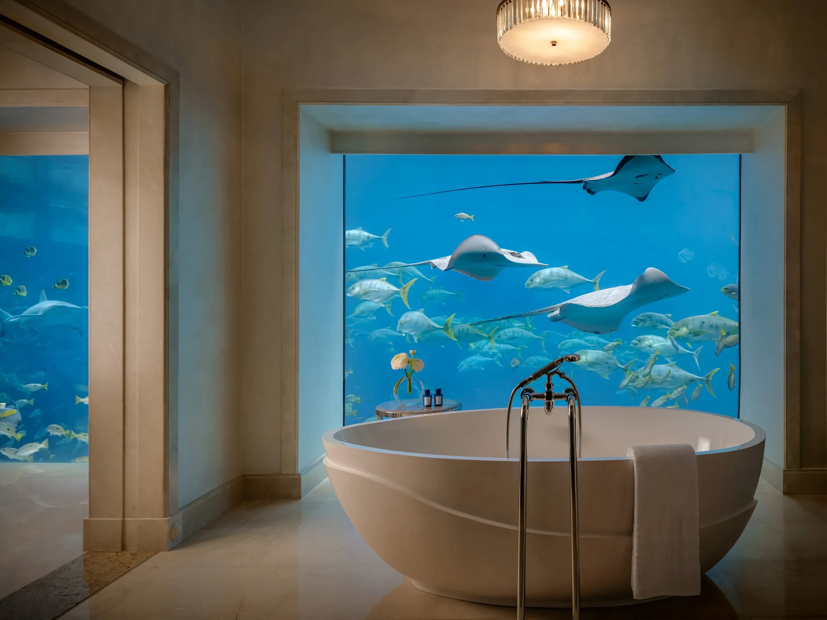 Underwater Suite Aquarium Bathtub Bathroom At Atlantis, The Palm