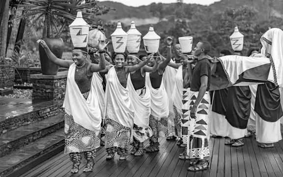 Group singing and dancing at One&Only Nyungwe House 