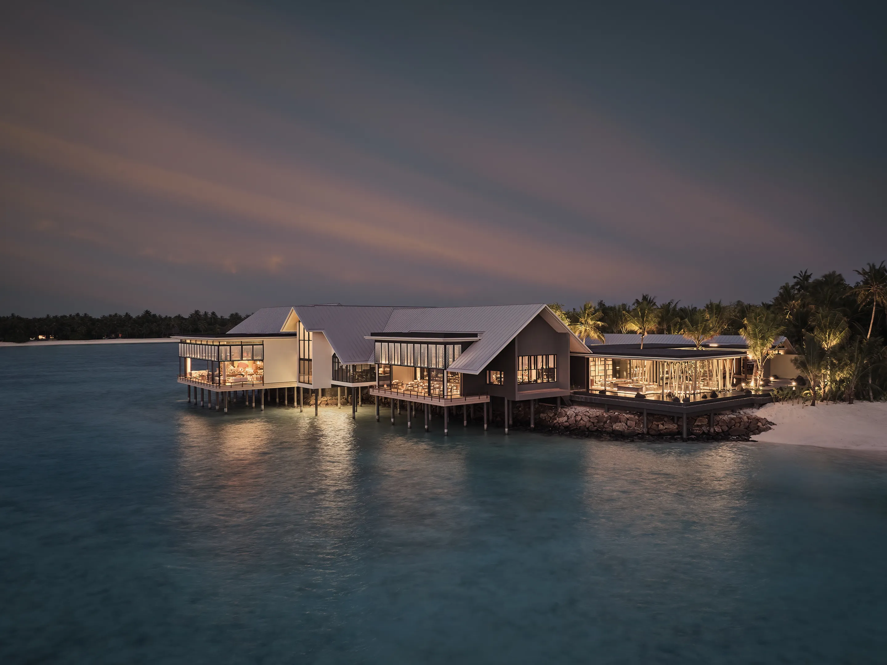 Tapasake Restaurant at One&Only Reethi Rah, Maldives at Night