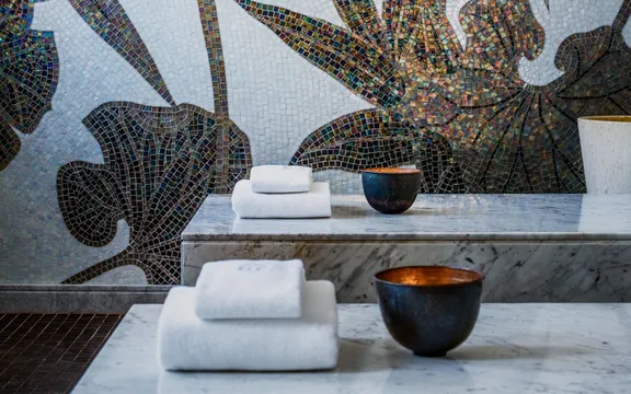 Towels on marble at One&Only The Palm