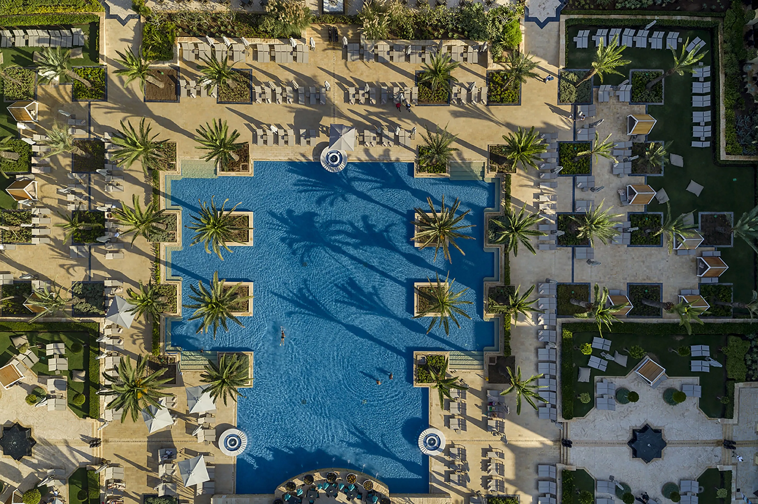 Mazagan Beach and Golf Resort - The central Grand Riad pool is a cooling centre-point of the resort
