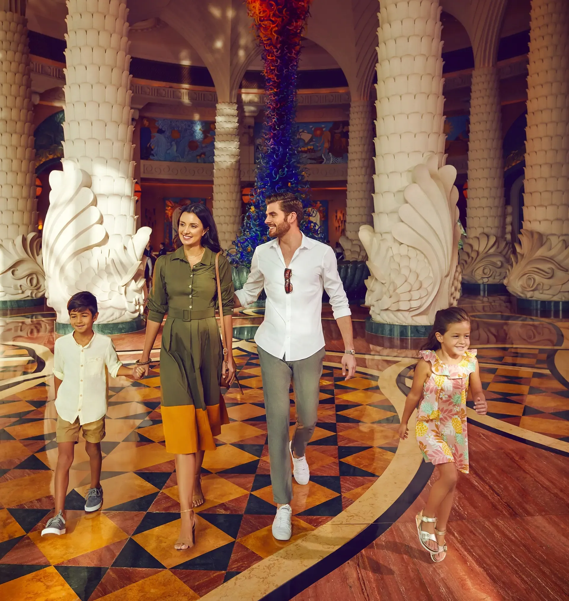 Family in the Lobby at Atlantis the Palm