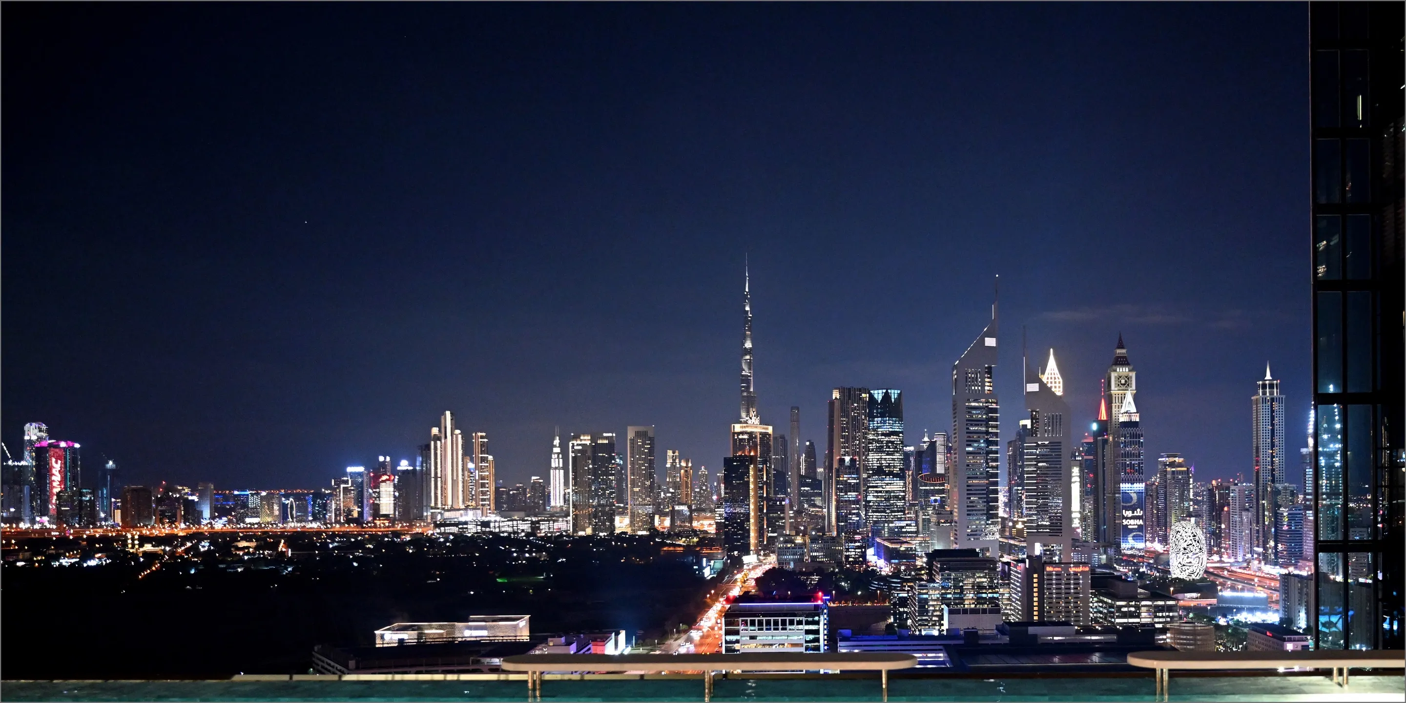 Dubai skyline at night from Tapasake at One&Only One Za'abeel