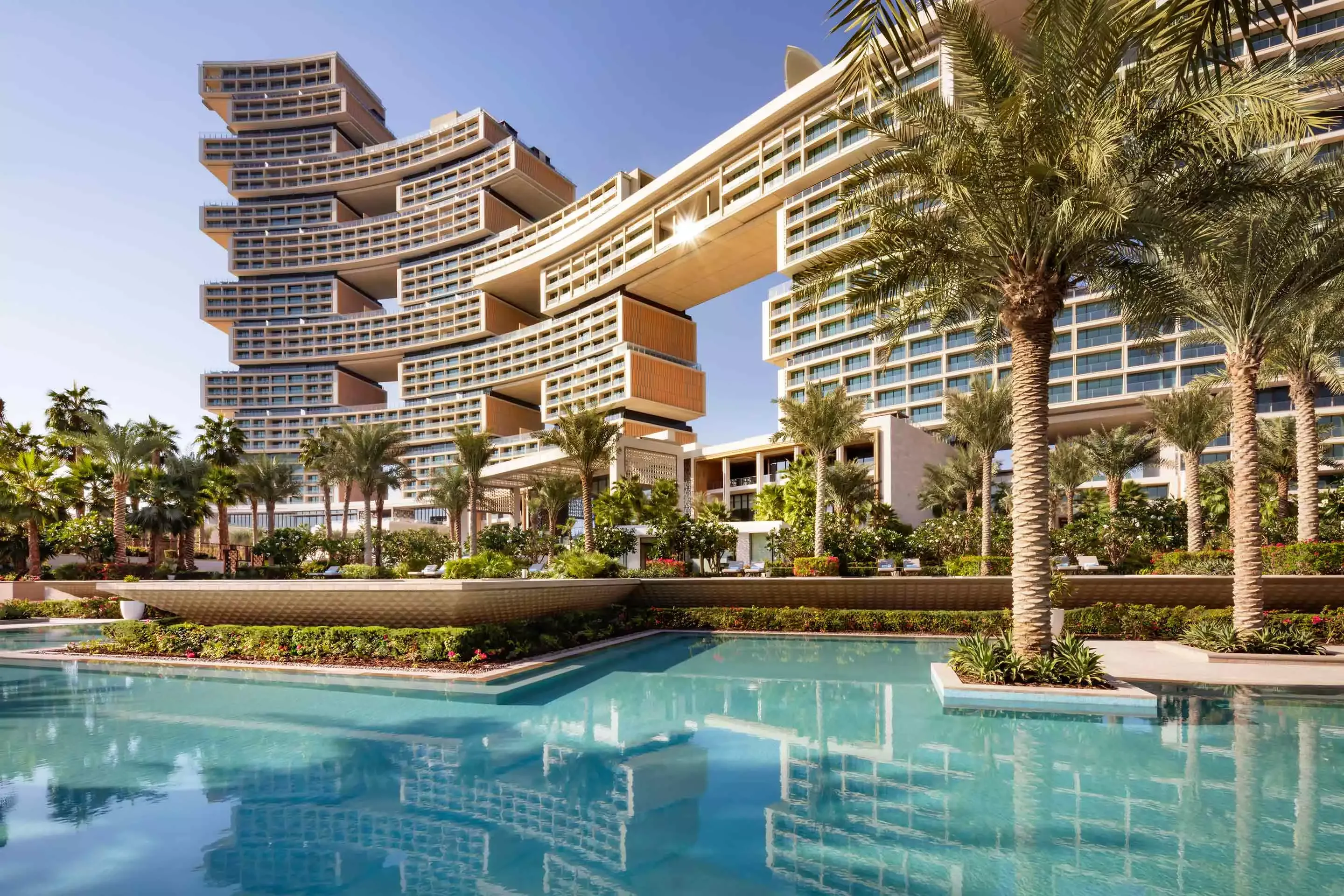 Nobu By The Beach Pool View With Building at Atlantis The Royal