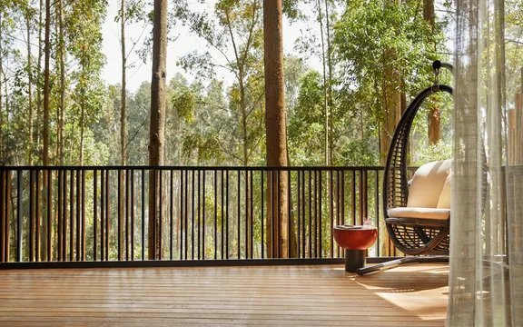Bamboo swing at One&Only Gorilla's Nest Forest Treehouse 